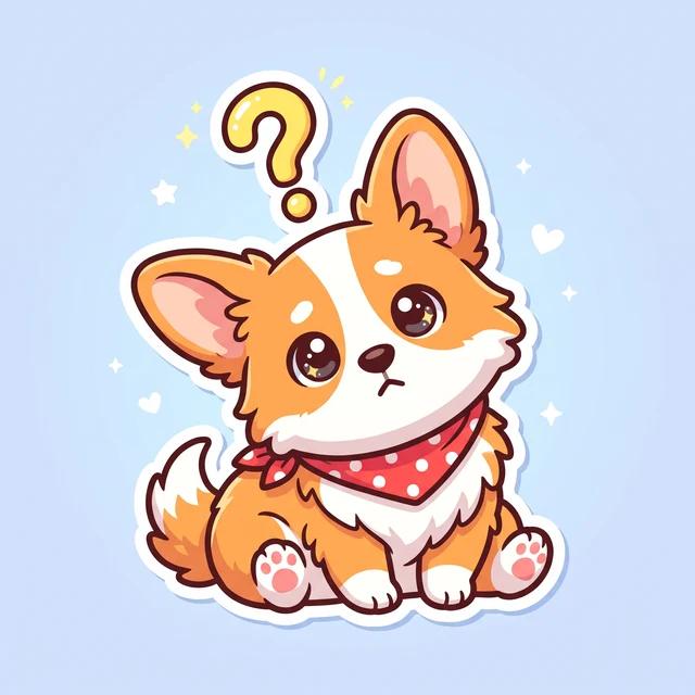 覓圖 AI 生成的柯基 LINE 貼圖風格範例:疑惑歪頭